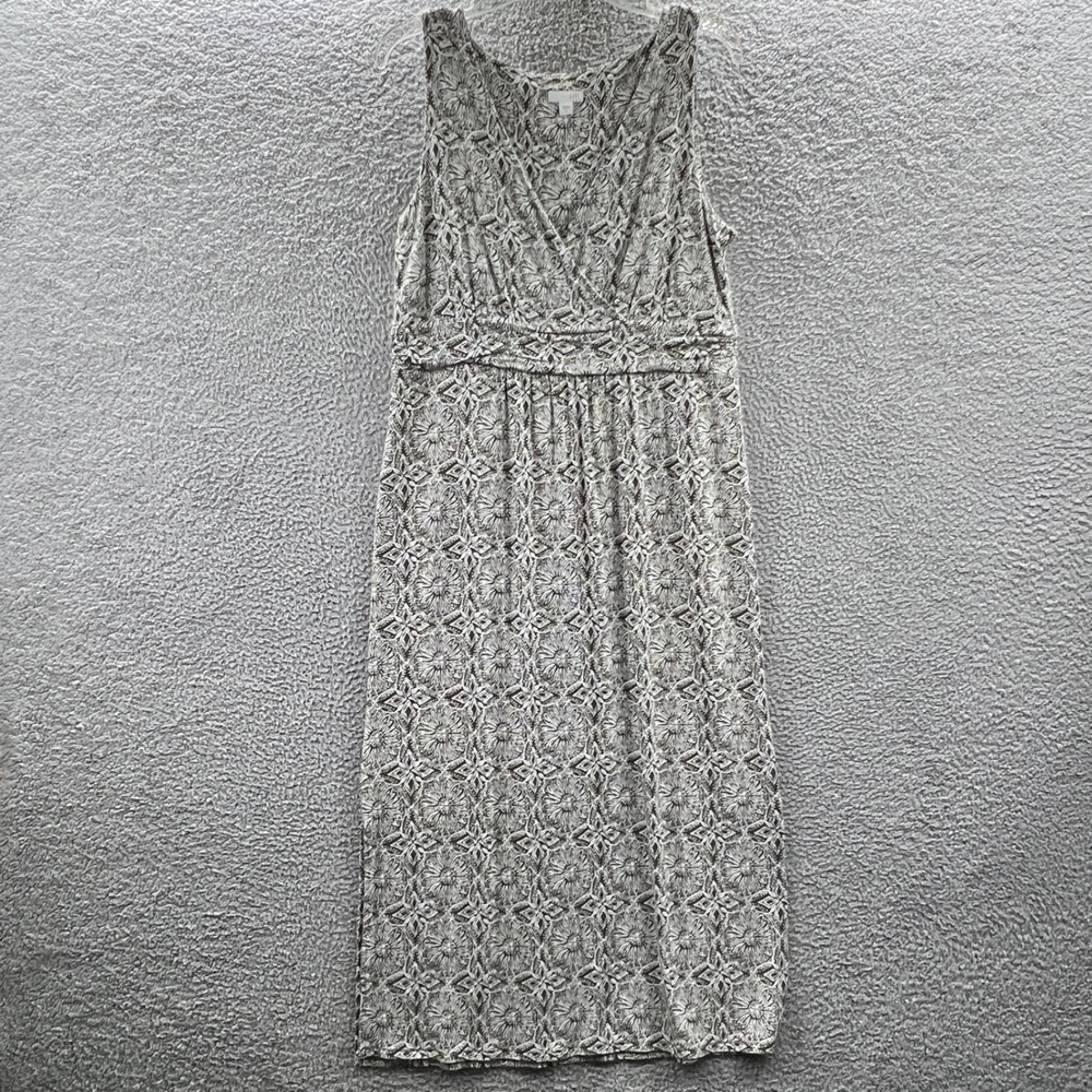 J Jill Womens Maxi Dress M Sleeveless Floral Geometric Boho Relaxed Resort Flowy